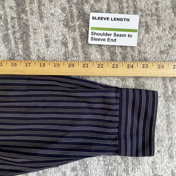 Joseph Jos A. Bank Button Down Shirt Men Size XL Blue‎ Stripe Cotton Pocket - Picture 11 of 12